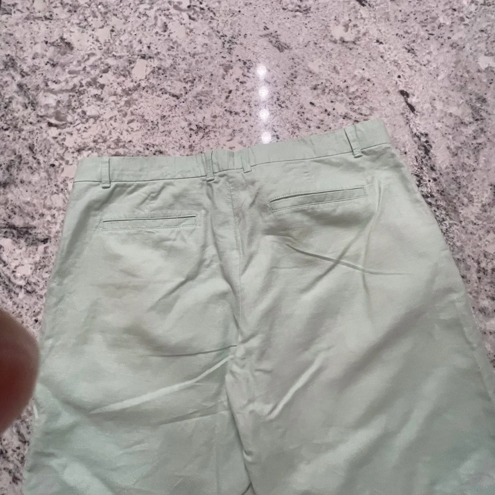 Mint green linen cotton Gap boyfriend roll up short 9 inch inseam - Picture 5 of 8